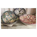 4 Hand Painted Footed Bowls