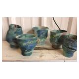 5 Studio Pottery Face Vases