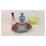 4 Pieces Satin Glass