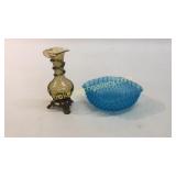 Hobbs Blue Bowl, Blown Glass Vase