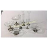 9 Pieces Sterling Based Glass Table Articles