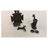 Cast Iron Book Ends, Seal Stamp, Spur