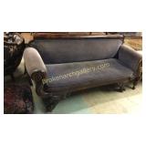 Mahogany Claw Foot Sofa W Scroll Arm