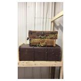 Vintage Trunk & 2 Rattan Suitcases