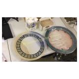 2 Art Pottery Chargers, Salt Box & Sugar Canister