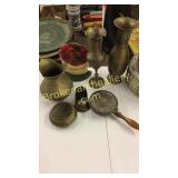 6 Brass Items & Door Stop