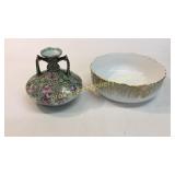 Satsuma Rose Vase, Limoge Open Bowl