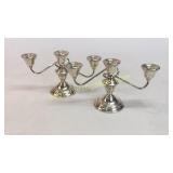 Pair Triple Light Sterling Candleabra