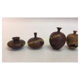 4 Turned  Burl Wood Vessels