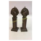 Pair Brass Horse Head Lamp Bases