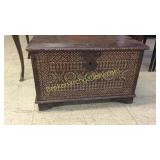 Antique Teak Box Mother Pearl Inlay