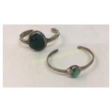 2 Sterling and Turquoise Cuff Bracelets