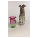 2 Blown Glass Art Vases