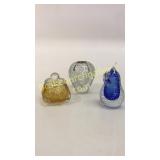 3 Pieces Blown Art Glass