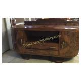 Rare Burl Walnut Crescent Deco Sideboard