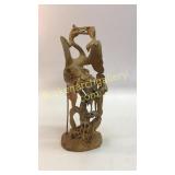 Tall Carved Crane W/Fish
