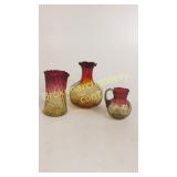 3 Pieces Amberina Glass