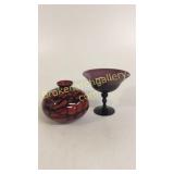 Czech Art Glass Vase, Blown Console Bowl