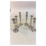 3 Pair Sterling Candlesticks