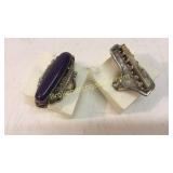 2 Sterling and Stone Rings
