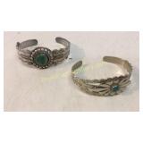 2 Silver and Turquoise Bracelets