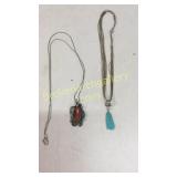 2 Navajo Style Necklaces, Marked 925