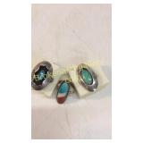 3 Navajo Sterling And Turquoise Rings