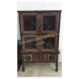 Highly Carved & Paint Decorated Asian Armoire
