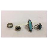 4 Native American Rings
