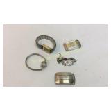 3 Ladies Watched, 2 Sterling Belt Buckles