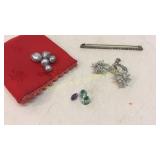 Pearls, Gemstones, Opal Earrings, Bar Pin