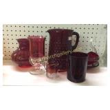 8 Pieces Cranberry Glass