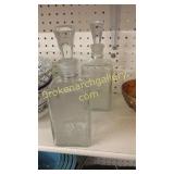 Etched Burton & Scotch Decanters