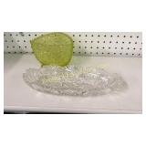 Cut Glass Dish, Vaseline Glass Bowl