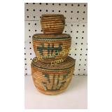 Set of 3 Lidded Coil Baskets