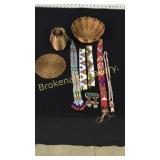 6 Pieces Indian Beadwork, 3 Baskets