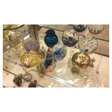 6 Paperweights, Hand Blown Ornaments, Blown Bird