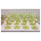 12 Vaseline Glass Sherbets