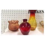 3 Pieces Amberina Glass