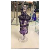 Royal Purple Cut to Clear Footed Dish