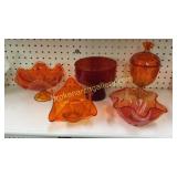 5 Pieces Amberina Glass