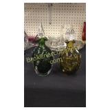 2 Sturdy Art Glass Decanters