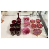 18 Pieces Ruby and Cranberry Glass