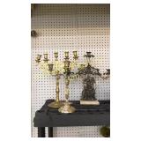 Brass Menorah, Candelabra, Victorian Candlestick