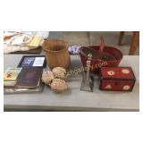 3 Assorted Baskets, Books, Eggs