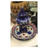 2 Flow Blue Bowls & Urn