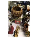 5 Vintage primitive Items& African Basket