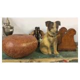 2 Pair Bookends, Carved Gourd, Painted Dog