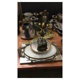 3 Mirrored Trays & Candleabra