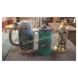 2 Vintage Beer Steins & Peper Grinder Music Box